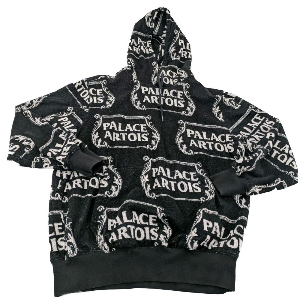 Palace Stella Artois Hoodie Black Size S All Over Print Logo Pullover Sweatshirt